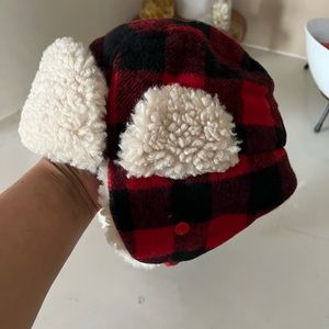 2 baby winter hats Red and Sherpa